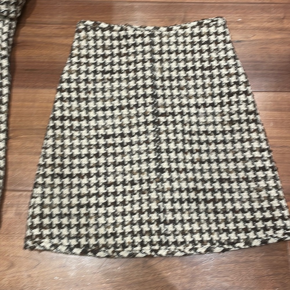 Sandro Esther Houndstooth Jacket H21gena Skirt maroon brown beige tweed suit set - Picture 12 of 12